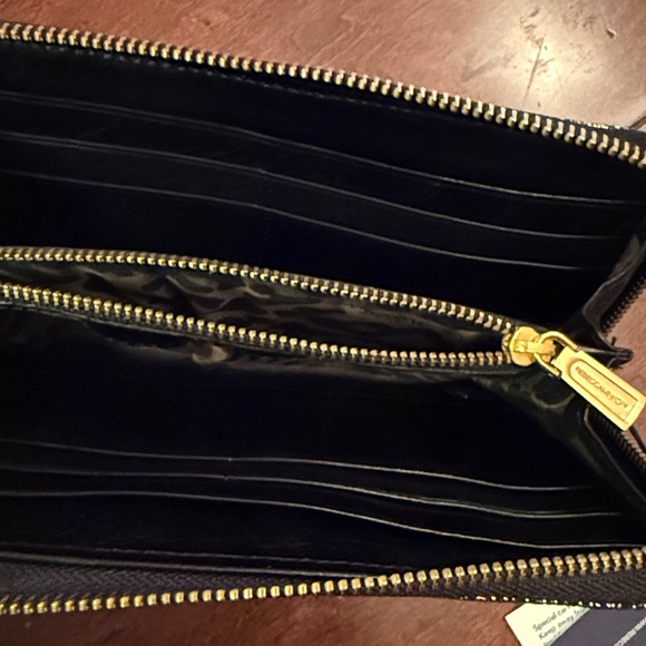 Rebecca Minkoff Metallic Gold and Black Continental Zip Wallet - Picture 5 of 7
